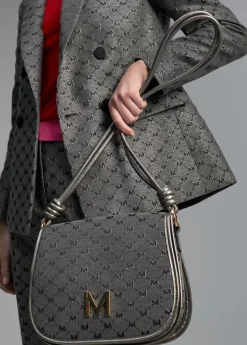 Bandolera gris jacquard