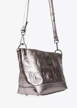 Bandolera metalizada en efecto piel