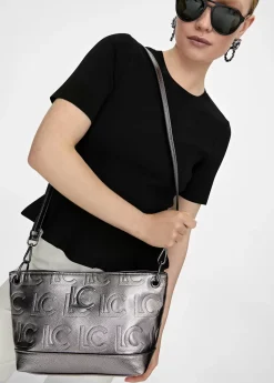 Bandolera metalizada en efecto piel