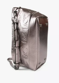 Bandolera metalizada en efecto piel