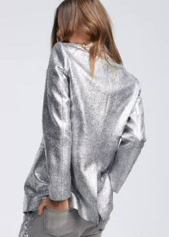 Blazer cruzada plateada