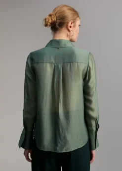 Blusa bolsillos transparencia