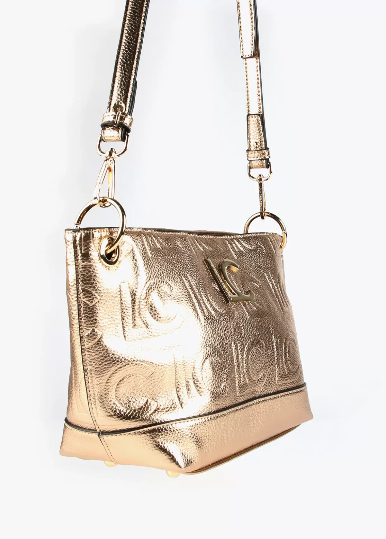 Bolso bandolera monograma metalizado