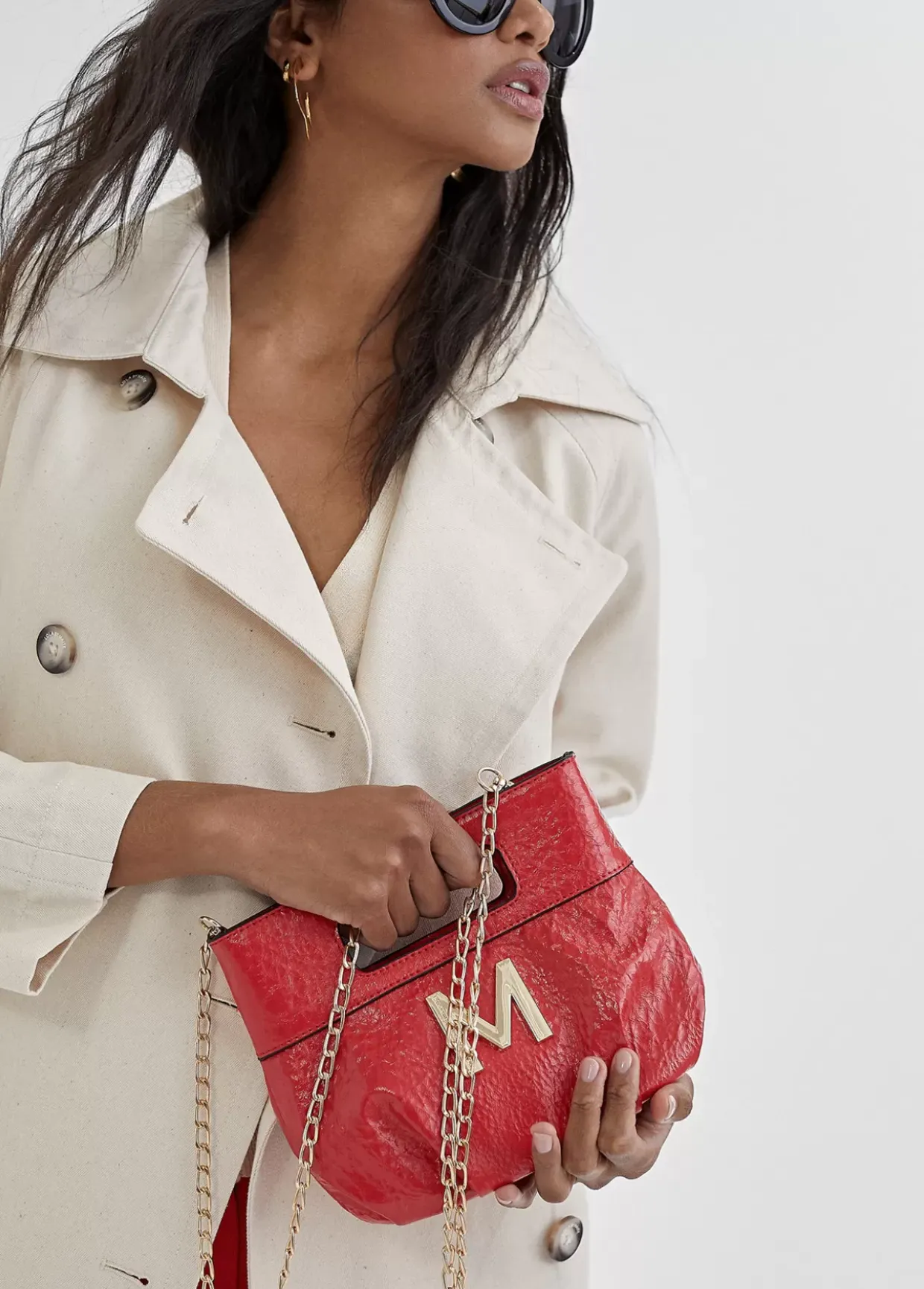 Bolso de mano con frunces