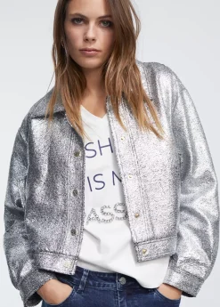 Bomber craquelado plata