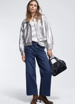 Bomber craquelado plata