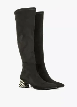 Bota caña alta con tacón dorado