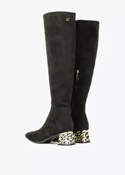 Bota caña alta con tacón dorado