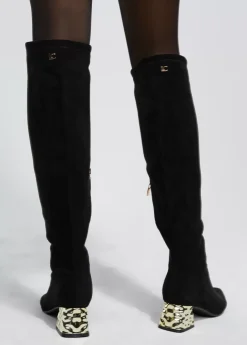 Bota caña alta con tacón dorado