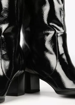 Bota caña alta efecto charol