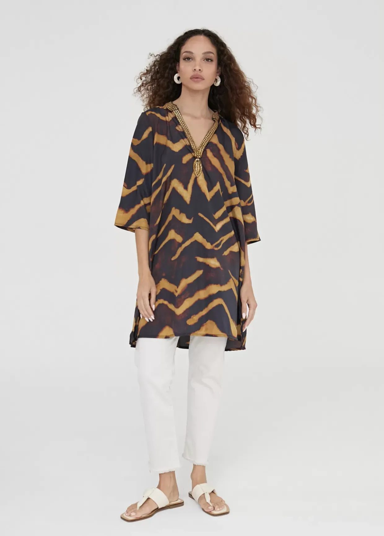 Caftan corto estampado cebra