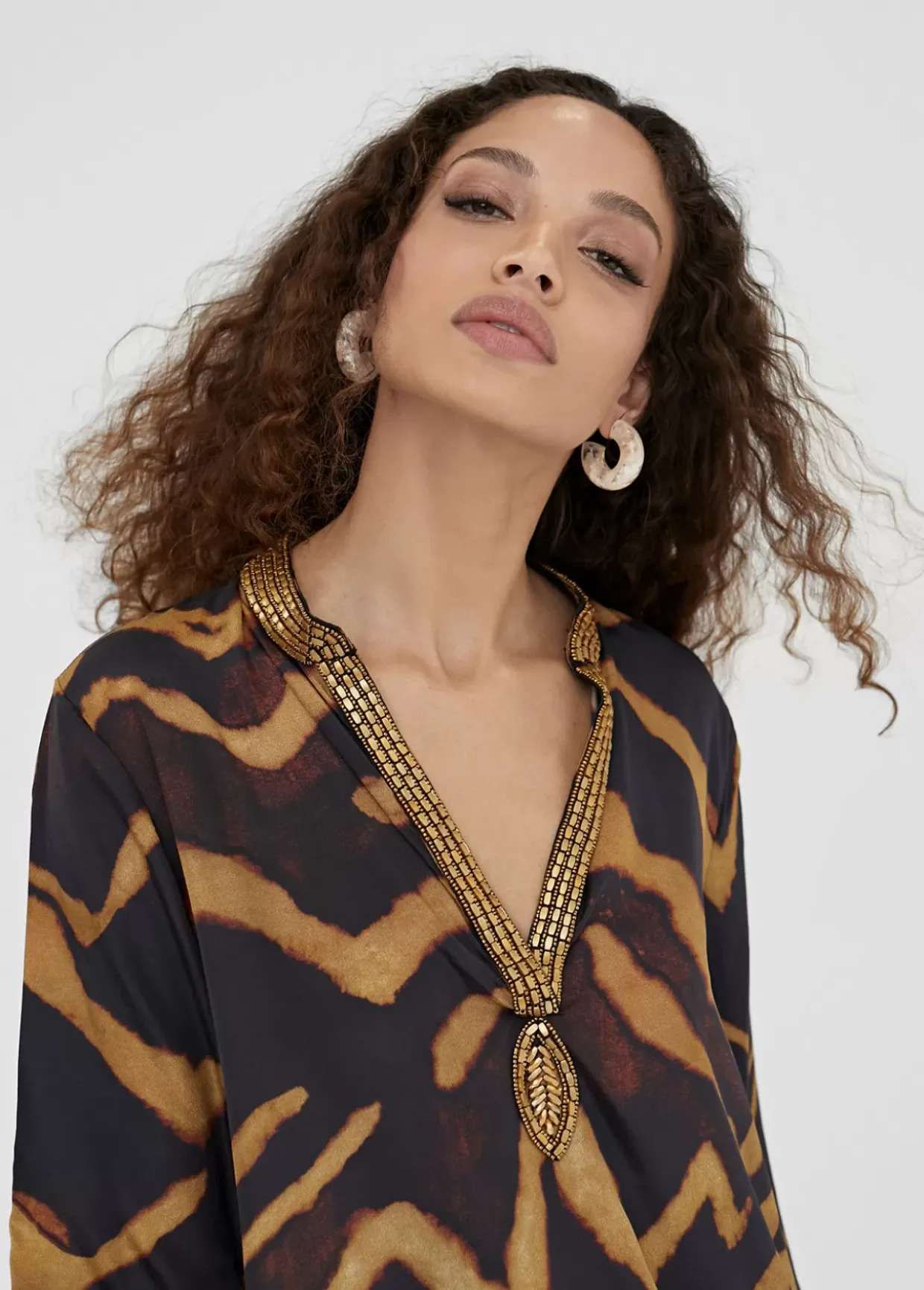 Caftan corto estampado cebra