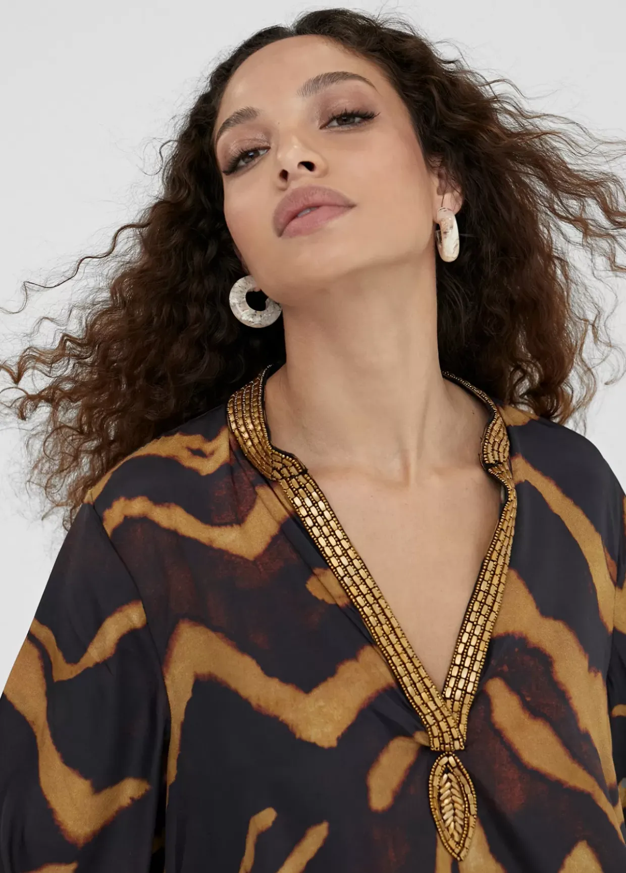 Caftan corto estampado cebra