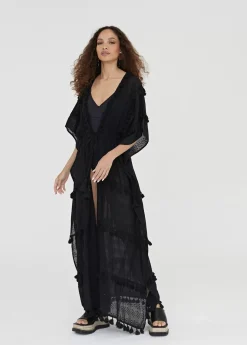 Caftan largo con pompones