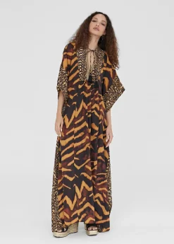Caftan largo print animal