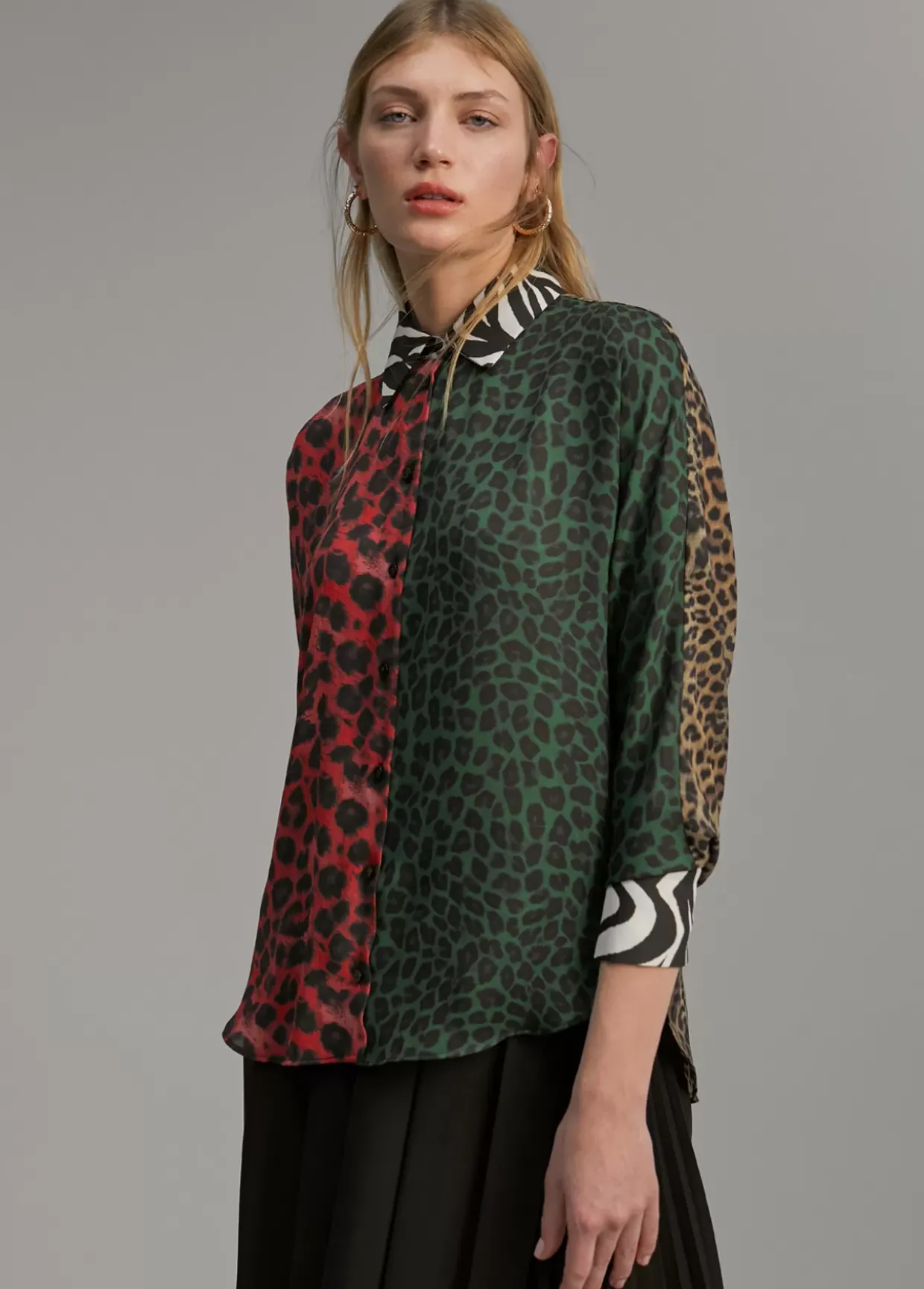 Camisa animal print combinada