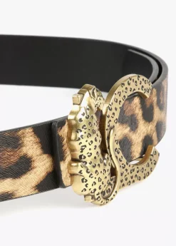 Cinturón reversible animal print