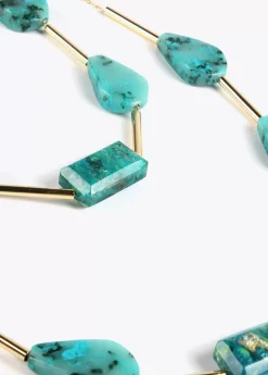 Collar con cadena doble turquesa