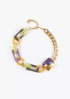 Collar gargantilla dorado con colores combinados