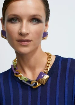 Collar gargantilla dorado con colores combinados