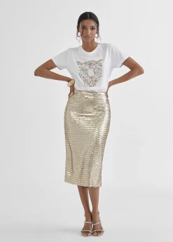 Falda lápiz metalizada