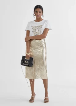 Falda lápiz metalizada