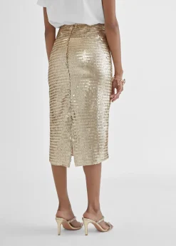 Falda lápiz metalizada