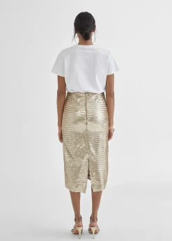 Falda lápiz metalizada