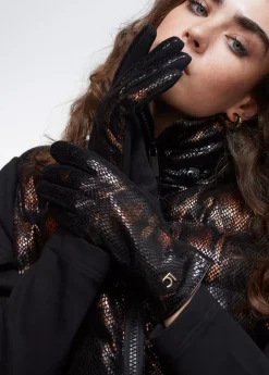 Guantes animal print metalizado