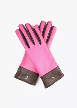 Guantes efecto piel tricolor