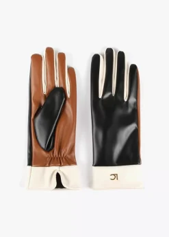 Guantes efecto piel tricolor