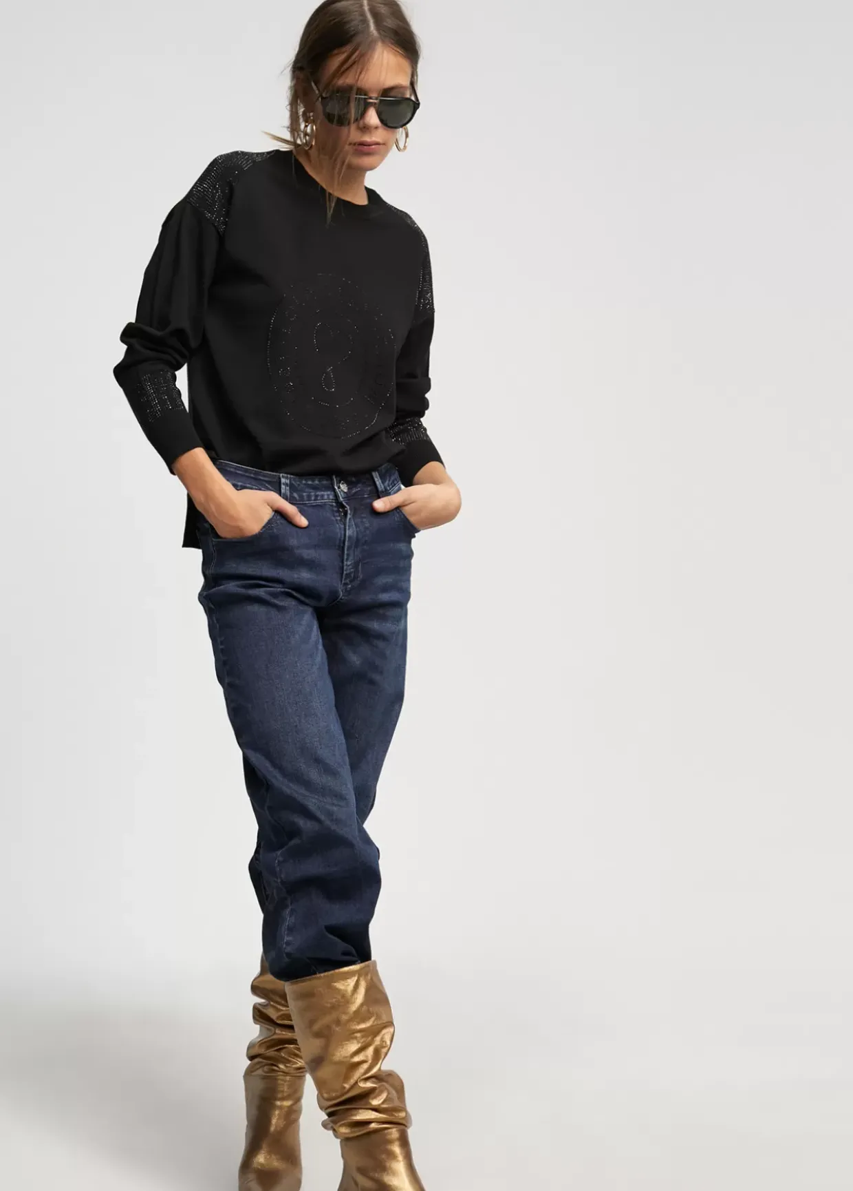 Jersey punto logo strass