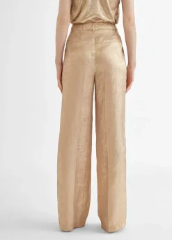Pantalón recto dorado y tornasolado