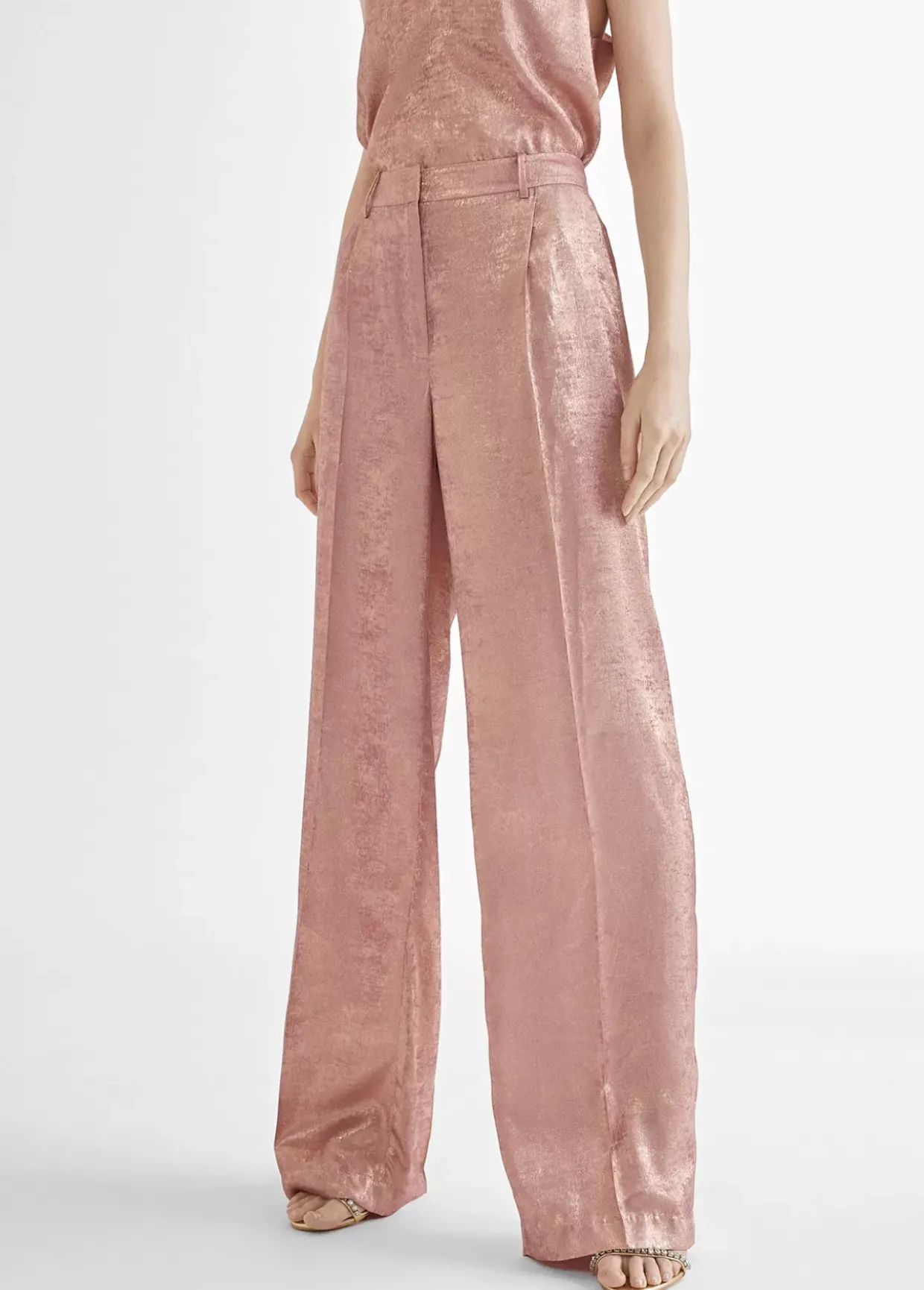 Pantalon recto rosa tornasolado
