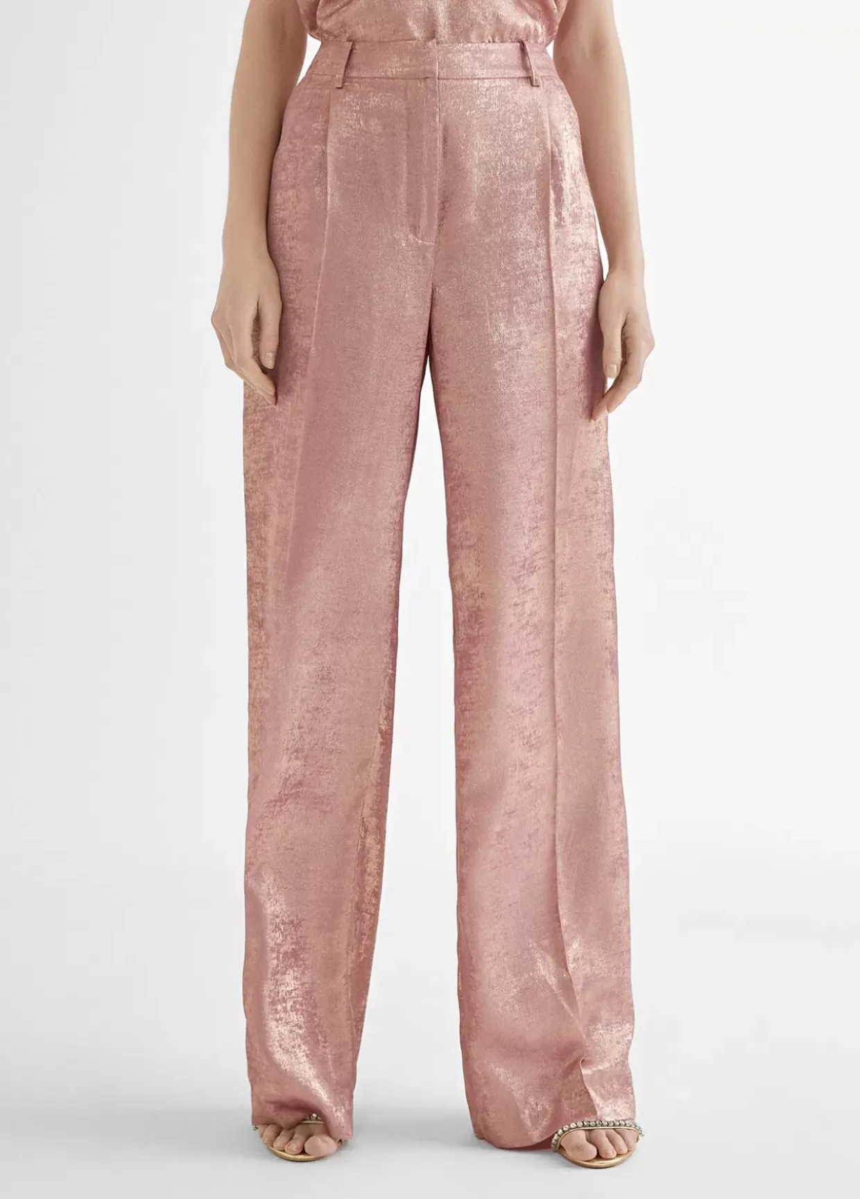 Pantalon recto rosa tornasolado