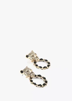 Pendientes cara leopardo y aro