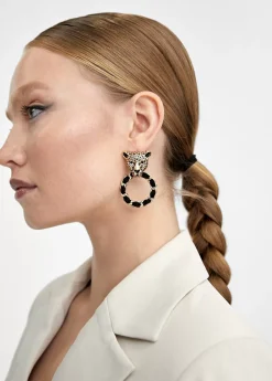 Pendientes cara leopardo y aro