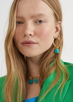 Pendientes de aro con piedras naturales