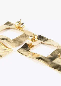 Pendientes dorados doble cuadrado
