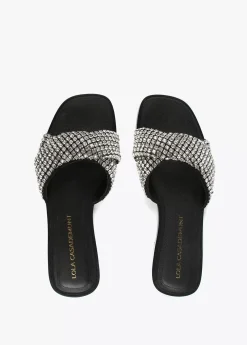 Sandalia plana con pedreria