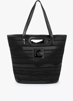 Shopper material trenzado negro