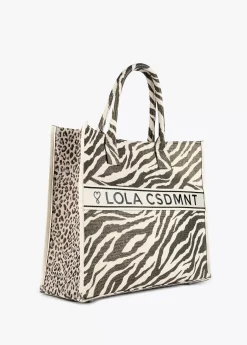 Shopper tejido combinado zebra y leopard