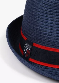 Sombrero de paja azul y cinta logotipada  - Lola Casademunt