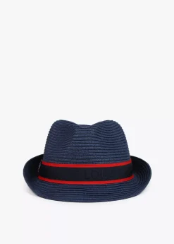 Sombrero de paja azul y cinta logotipada  - Lola Casademunt