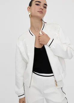 Sudadera cremallera con lentejuelas