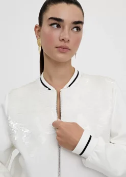 Sudadera cremallera con lentejuelas