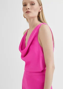 Top satinado con drapeado