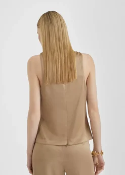 Top satinado con drapeado