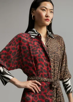 Vestido animal print combinado