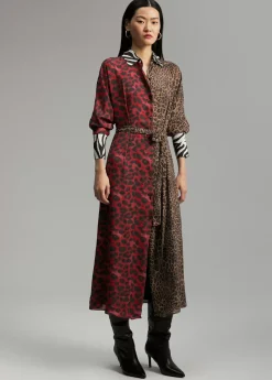 Vestido animal print combinado